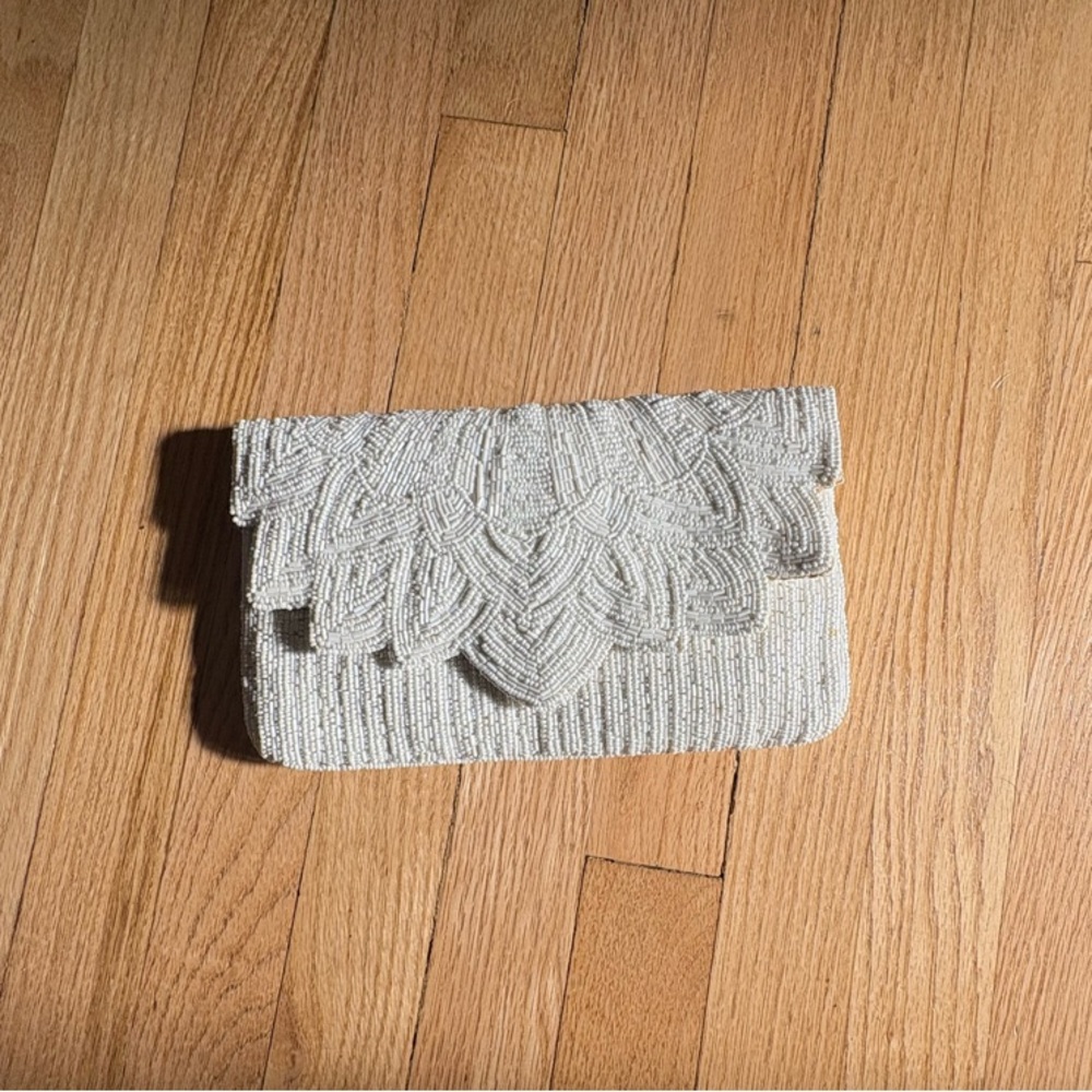 White Textured Clutch